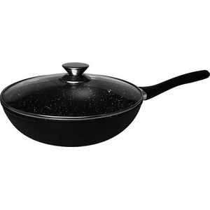 Cheffinger Wokpan met Deksel 28cm - Zwart