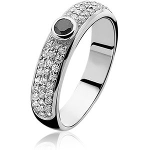 ZINZI zilveren ring zwart ZIR764