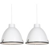 QAZQA anteros - Industriele Hanglamp - 2 stuks - Ø 380 mm - Wit - Industrieel - Woonkamer | Slaapkamer | Keuken