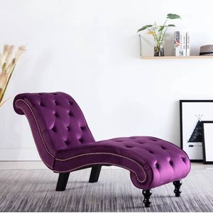 The Living Store Lounger Velvet - Chaise longue - 145 x 52 x 77 cm - Paars
