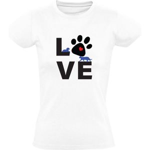 Love Dames T-shirt | kat | hond | poes | huisdier | poot | dierendag | dier | liefhebber | Wit