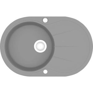 vidaXL Gootsteen Ovaal - Enkel - Graniet - Grijs Keukengerei - Granieten Gootsteen - Gootsteen Kopen - Keukenrenovatie - Zwarte Gootsteen