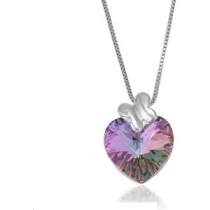 Fate Jewellery FJ452 Ketting - Crystal Heart - Lilac - Swarovski Kristal - 925 Zilver - 45cm - Hartje