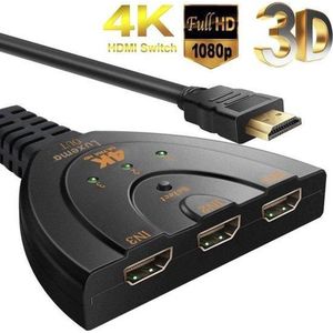 4K HDMI 1.4 Splitter Switch - 3 in naar 1 uit - 4K 1080p Ultra HD - 3D - ARC - High Speed Internet 10.2Gbit/s - Playstation 5 - XBOX - Nintento - NIEUWSTE VERSIE 1.4B - Ps5 - Zwart - hdmi - hdmi switch - hdmi splitter - Cadeau