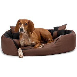 4-in-1 Reversible Dog Bed - XL Pet Cushion 85x70 cm - Scratch-Resistant & Water-Repellent - Deep Entry - Black/Brown