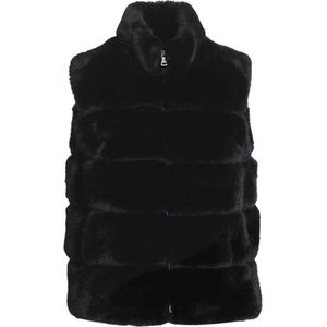 Zwarte Vegan Fur Bodywarmer - Faux Fur - One Size (Tot Maat 40) - Faux Fur Bodywarmers - Zwart