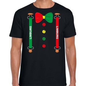 Carnaval t-shirt Limburg bretels en strik voor heren - zwart - Limburg Carnavalsshirt / verkleedkleding XXL