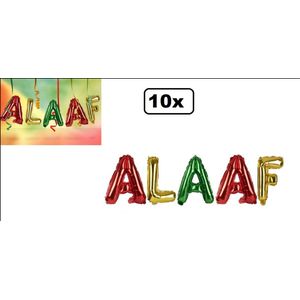 10x Folieballon Alaaf rood/geel/groen - te vullen met lucht - Carnaval thema feest raam decoratie fun