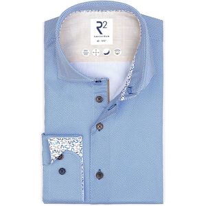 R2 Amsterdam - Overhemd Print Blauw - Heren - Maat 44 - Modern-fit
