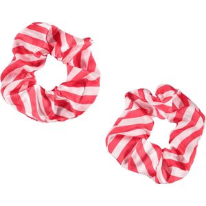 Apollo - Feest schrunchie - 2 stuks rood-wit one size - Carnaval accessoires - Carnaval - Feestkleding