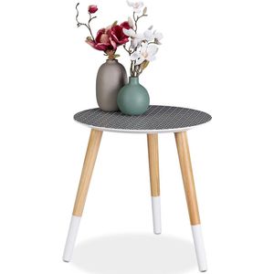 Bijzettafel - Decoratieve look - Modern design - Laag driepoot - 405x40 cm - Zwart/wit/natuur