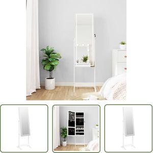 The Living Store Sieradenkast met LED-verlichting - Bewerkt hout - 42x38x152 cm - Wit