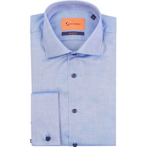 Suitable - Overhemd Fijne Ruit Blauw DM22-02 - Heren - Maat 39 - Slim-fit