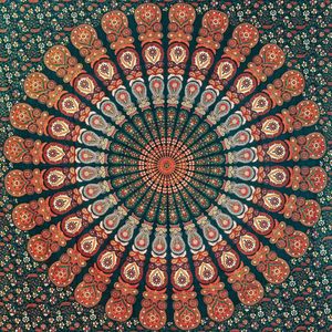Indiase Mandala-sprei, muurhanger, mandala-print, 100% katoen, 210 x 240 cm bedsprei, banksprei, vele variaties