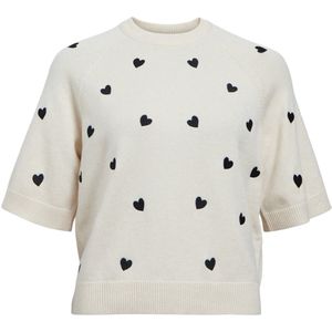 Object Trui Objlaney 2/4 O-neck Knit Top E Div 23045841 Sandshell/black Dames Maat - XL