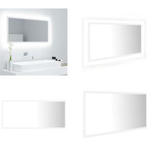 vidaXL Badkamerspiegel LED 90x8-5x37 cm acryl wit - Spiegel - Spiegels - Badkamerspiegel - Badkamerspiegels