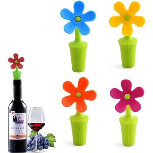 Doodadeals® - Bloem Wijnstop - Vacuüm Wijndoppen - Wijnfles Stoppers - Wijnstopper - Flessenstop - Wijnstop Groen - Wijnstopper Vacuüm - Multikleur