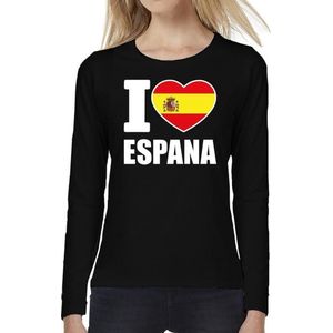 I love Espana supporter t-shirt met lange mouwen / long sleeves voor dames - zwart - Spanje landen shirtjes - Spaanse fan kleding dames M