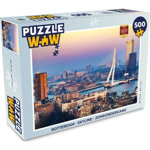 Puzzel Rotterdam - Skyline - Zonsondergang - Legpuzzel - Puzzel 500 stukjes