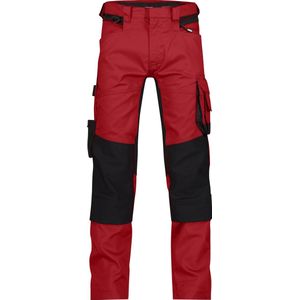 DASSY® Dynax Werkbroek met stretch en kniezakken - maat 44 - ROOD/ZWART