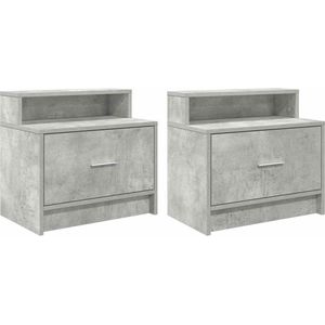 vidaXL Nachtkastjes - Set van 2 - Betongrijs - 51x31x47 cm Nachtkastje - Nachtkastjes - Bijzettafel - Wandkastje