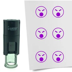 CombiCraft Stempel Smiley Boos 10mm rond - Paarse inkt