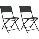 vidaXL - Tuinstoelen - inklapbaar - 2 - st - staal - en - textileen - zwart