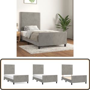 vidaXL Bedframe - 100x200 cm - Fluweel - Lichtgrijs Fluweel Bed Frame - Verstelbare Bedhoogte - Bed Frame Grijs - Tweepersoons Bed Frame - Luxe Bed Frame
