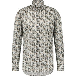 State of Art - Overhemd Bladeren Grijs - Heren - Maat M - Regular-fit