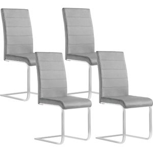 Rootz Eetkamerstoelen Set van 4 - Sledestoel - Stoelen met hoge rugleuning - Fluwelen bekleding - Stabiel metalen frame - Ergonomisch ontwerp - Vloerbescherming - 41 cm x 100 cm x 55,5 cm