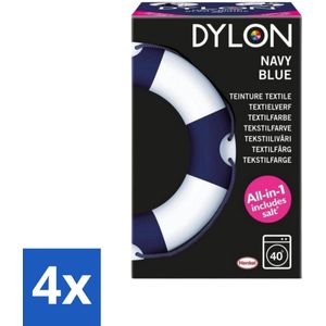Dylon - Textielverf - Navy Blue - All-in-One - Inclusief Zout - 350g - Voordeelverpakking - 4 stuks