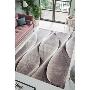 Flycarpets Jaden Modern Vloerkleed - Bruin / Creme - 80x150 cm - Laagpolig Tapijt Woonkamer