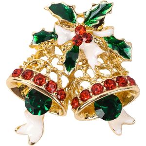 Kerstbroche pin met strass kristal - Feestelijke kerstdecoratie - Metaal - 3x3 cm - Elegante kerstpin - Decoratie ornamenten & geschenken