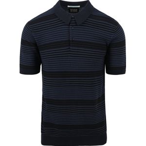 Scotch and Soda - Structure Knitted Polo Navy - Regular-fit - Heren Poloshirt Maat L