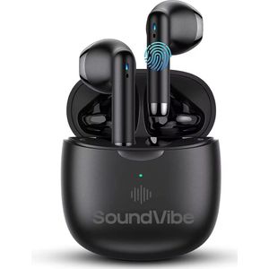 SoundVibe® - Earbuds 1 Draadloos Met Noice Cancelling - Zwart - Bluetooth Oordopjes - Earpods geschikt - Noice Cancelling Hoofdtelefoon - Draadloze Oordopjes - Werkt Met Apple En Android - Earpods USB C - Wireless Earphons - Oortjes Draadloos