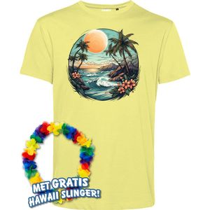 T-shirt Hawaiian Beach | Toppers in Concert 2024 | Club Tropicana | Hawaii Shirt | Ibiza Kleding | Lichtgeel | maat XXL