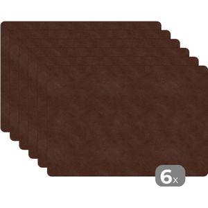 Placemat - Placemats kunststof - 45x30 cm - Inductie beschermer - Leer - Bruin - Dierenhuid - 6 stuks - Borden onderleggers antislip - Tafel decoratie - Luxe tafelversiering - Tafelmat vinyl - Bord onderlegger - Tafeldecoratie accessoires