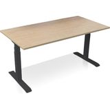 Zit-sta bureau elektrisch MRC 140 x 80 cm frame zwart - blad wild peren Memory bediening + USB 150KG draagkracht!