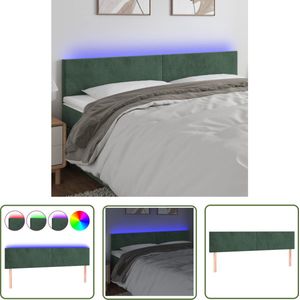 The Living Store Hoofdbord LED 180x5x78/88 cm fluweel donkergroen - Hoofdboard - Led Verlichting - Velvet - Groen - Slaapkamers