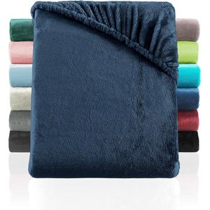 Hoeslaken Cashmere Touch, vergelijkbaar met nicky, teddy, coral fleece, hoeslaken 140 x 200 tot 160 x 200 cm, blauw