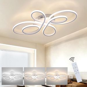 LuxiLamps - Moderne Plafondlamp - Luxe LED Kroonluchter - Dimbaar - Vlindervorm - 100 cm - Woonkamerlamp - Wit - Plafoniere - 90W