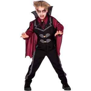 Wilbers & Wilbers - Vampier & Dracula Kostuum - Waker Van Het Nachtleven Vampier - Jongen - Rood, Zwart - Maat 152 - Halloween - Verkleedkleding