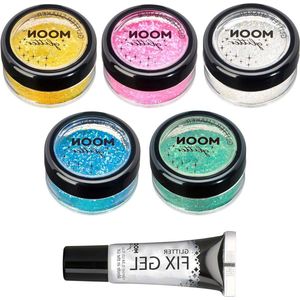 100% cosmetische glitter strooier voor gezicht, lichaam, nagels, haar en lippen - 5 g - set met 5 kleuren
