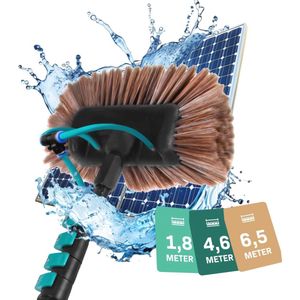 Telescopische wasborstel 6,50m - Inclusief borstelkop, ramenreiniger, waterslang en zeepdispenser