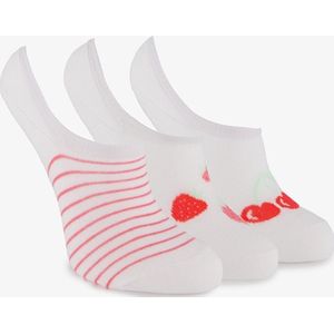 3 paar invisible kinder sokken wit rood - Maat 35/38
