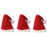 3x Mini kerstmutsjes rood - kerstmutsen voor huisdieren / poppen