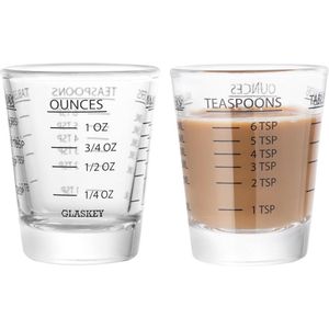 Set van 2 Shotglazen Maatbeker met Meeteenheden - Vaatwasmachinebestendig voor Vloeistoffen en Droge Ingrediënten