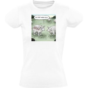 Mijn voeten waren koud Dames T-shirt - dieren - schaap - wol - koude voeten - schapen - koud - humor - grappig