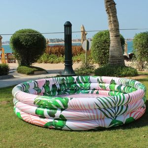 Opblaasbaar kinderzwembad, kinderbadje, babyzwembad, rond, 140 x 39 cm, palmblad-design, Beverly Hills Edition