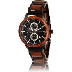 HOT&TOT | Governor - Houten horloge voor heren - Sandelhout - Chronograaf - 44mm - Zwart - Zilver